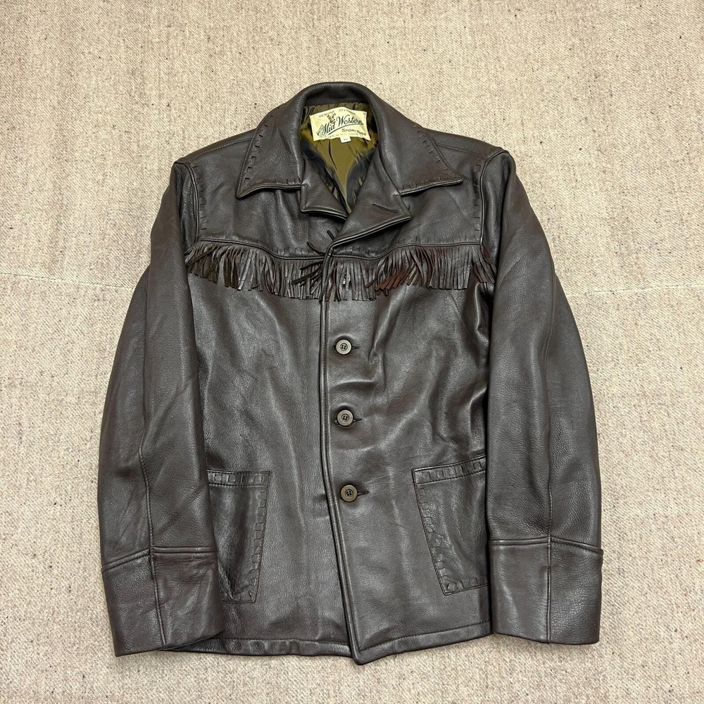Vintage Midwestern Sport Togs Leather Jacket Mens 40 Brown 1970s Western